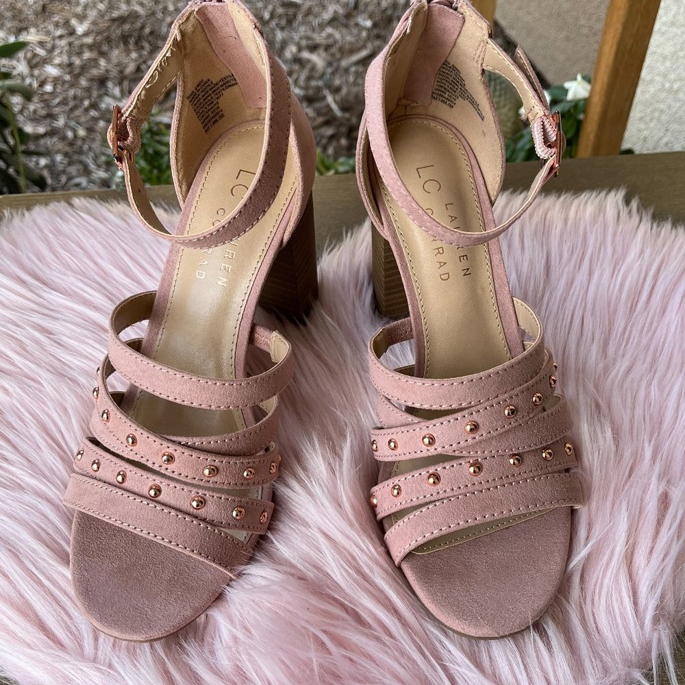 LC Lauren Conrad Mauve Strap Heels With Accent Studs Size 6